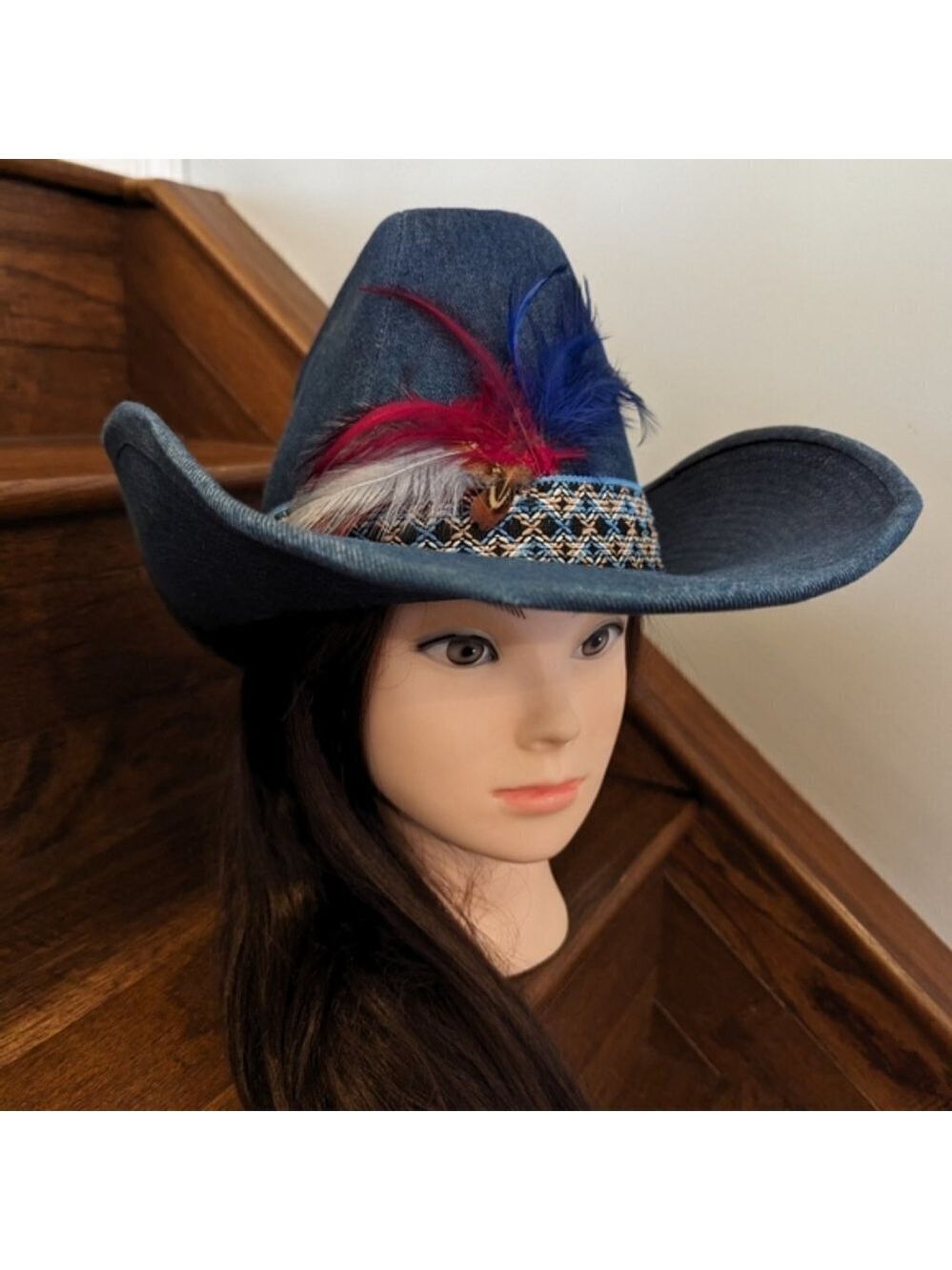 Vintage western 60's blue denim cowboy hat. Size 7-7 1/8 - Picture 2 of 16